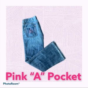 7’s, pink “A” pocket. Great condition.